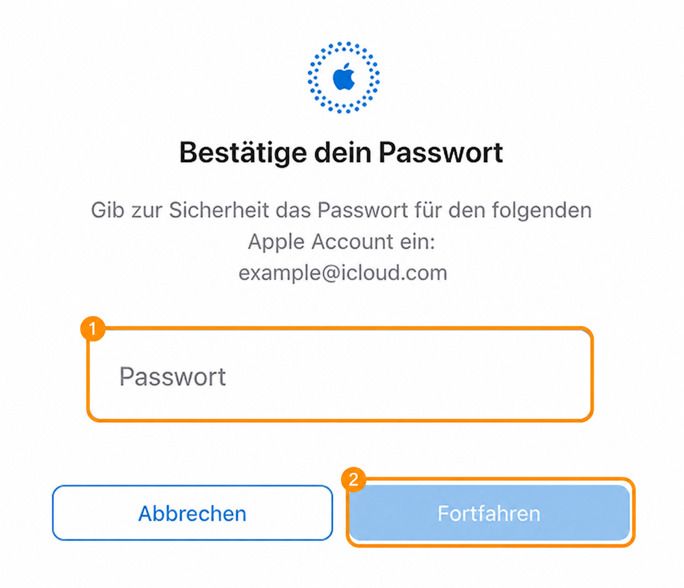 Anonymisierte Passwortbestätigung