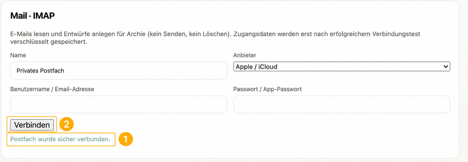 Markierte Erfolgsmeldung